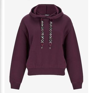 Express | Tops | Embellished Drawstring Hooded Sweatshirt | Poshmark